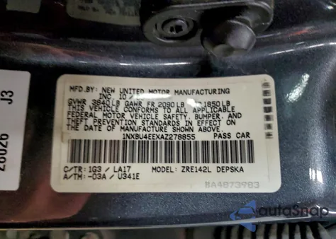 2010 Toyota Corolla Base из США, поврежденный, VIN 1NXBU4EEXAZ278855